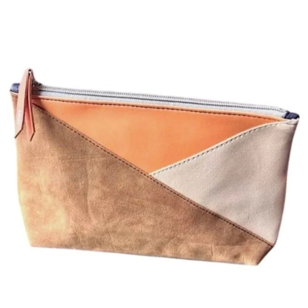 Ipsy Glam Bag Ultimate November 2020 Faux Leather/Suede Brown Blue Empty Glambag